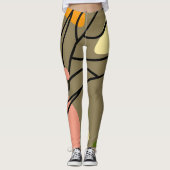 Interessante abstrakte Punkte mit Blätter Leggings (Vorderseite)
