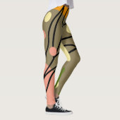 Interessante abstrakte Punkte mit Blätter Leggings (Rechts)