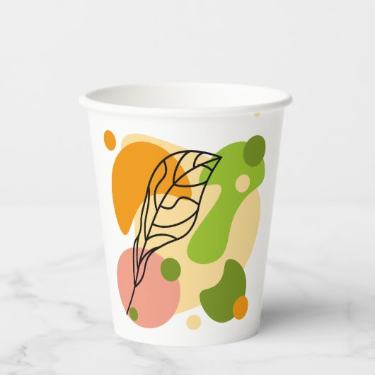 Interessante abstrakte Punkte mit Blätter Pappbecher (Vorderseite)