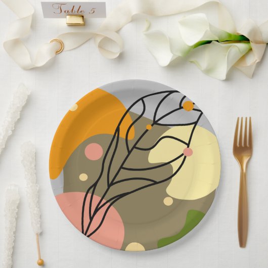 Interessante abstrakte Punkte mit Blätter Pappteller (Hochzeit)