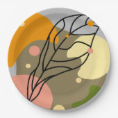 Interessante abstrakte Punkte mit Blätter Pappteller (Vorderseite)