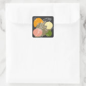 Interessante abstrakte Punkte mit Blätter Quadratischer Aufkleber (Tasche)