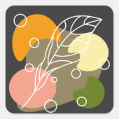 Interessante abstrakte Punkte mit Blätter Quadratischer Aufkleber (Vorderseite)