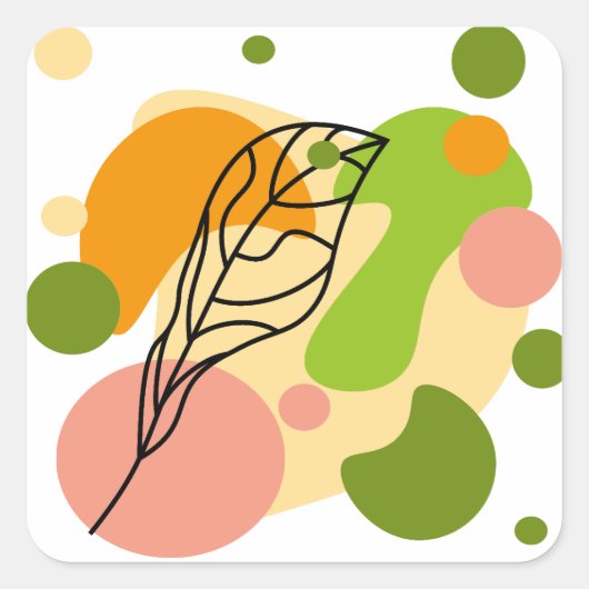 Interessante abstrakte Punkte mit Blätter Quadratischer Aufkleber (Vorderseite)
