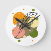 Interessante abstrakte Punkte mit Blätter Runde Wanduhr (Vorderseite)