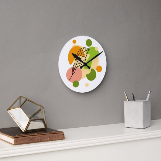 Interessante abstrakte Punkte mit Blätter Runde Wanduhr (Büro)