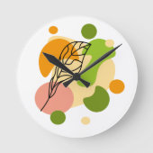 Interessante abstrakte Punkte mit Blätter Runde Wanduhr (Vorderseite)