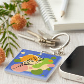 Interessante abstrakte Punkte mit Blätter Schlüsselanhänger (Vorderseite rechts)