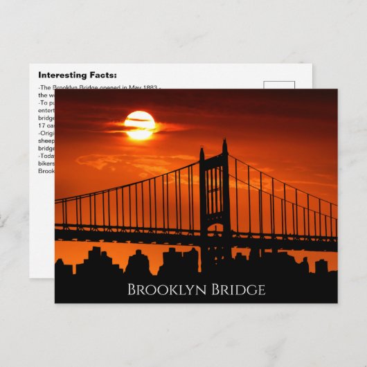 Interessante Brooklyn Bridge Fakten Postkarte (Vorne/Hinten)