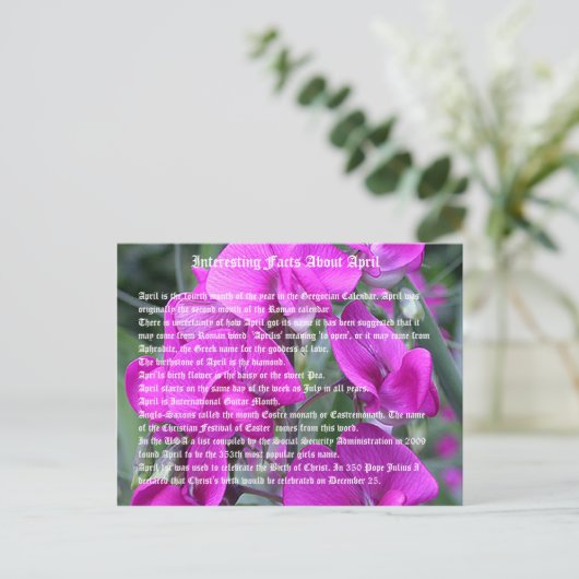 Interessante Fakten über April Postkarte (Stehend Vorderseite)