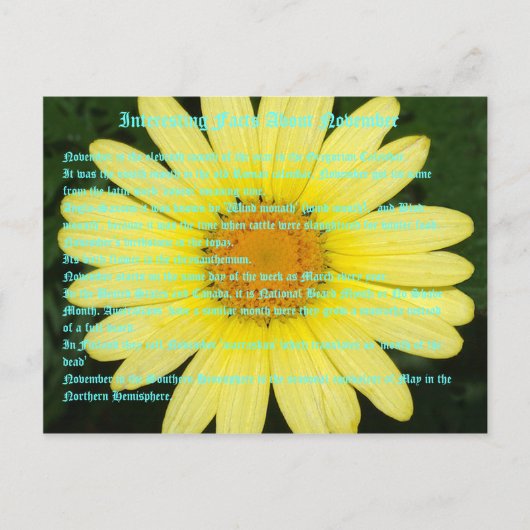 Interessante Fakten über November Postkarte (Vorderseite)