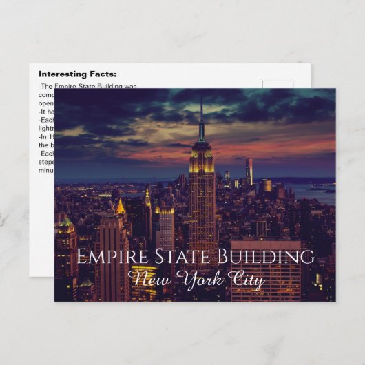 Interessante Fakten zum Empire State Gebäude Postkarte (Vorne/Hinten)