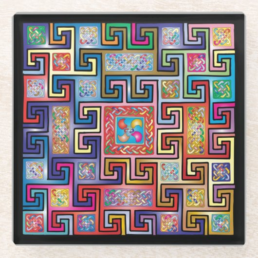 Interessantes Quadratmuster Glasuntersetzer (Vorderseite)