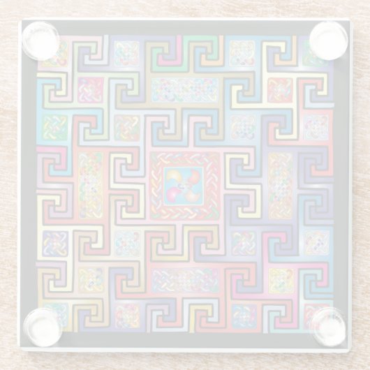 Interessantes Quadratmuster Glasuntersetzer (Rückseite)