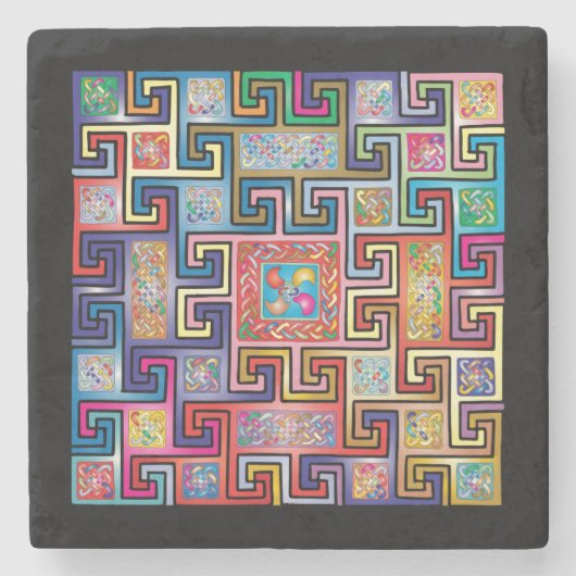 Interessantes Quadratmuster Steinuntersetzer (Vorderseite)