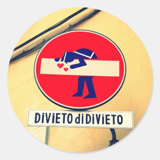 Interessantes und lustiges Straßenschild in Floren Runder Aufkleber (Vorderseite)