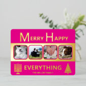 Interfaith 4 Photo Simple Trendy Pink Gold Folien Feiertagskarte (Stehend vorne)