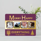 Interfaith 4 Photo Simple Trendy Purple Gold Folien Feiertagskarte (Stehend vorne)