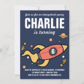 Intergalaktische/RaketenGeburtstagsparty Einladung (Vorderseite)