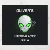 Intergalaktisches Bier Alien Bierflaschenetikett (Einzelnes Label)