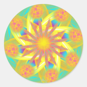 Intergalaktisches Gateway durch Power-Blume Runder Aufkleber