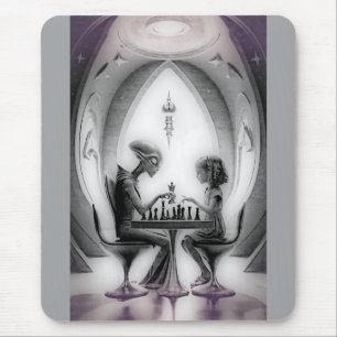 Intergalaktisches Schach: Alien gegen Mädchen Mousepad