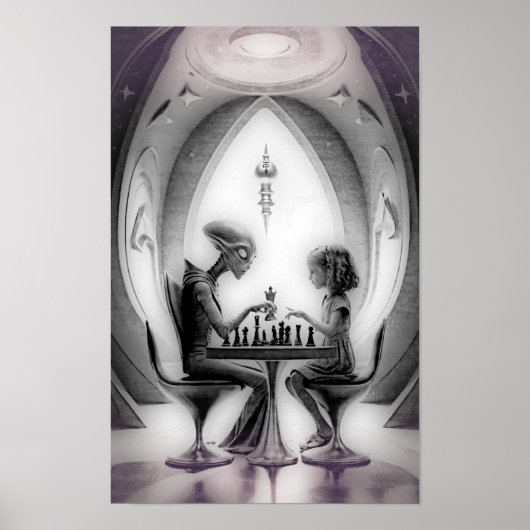 Intergalaktisches Schach: Alien gegen Mädchen Poster (Vorne)