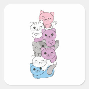 Intergender-Flaggenkatze Prix Lgbtq Niedlich Cat S Quadratischer Aufkleber