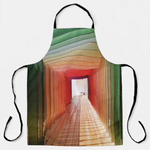 Interieur aus grün und rot gestrichenem Holz Schürze