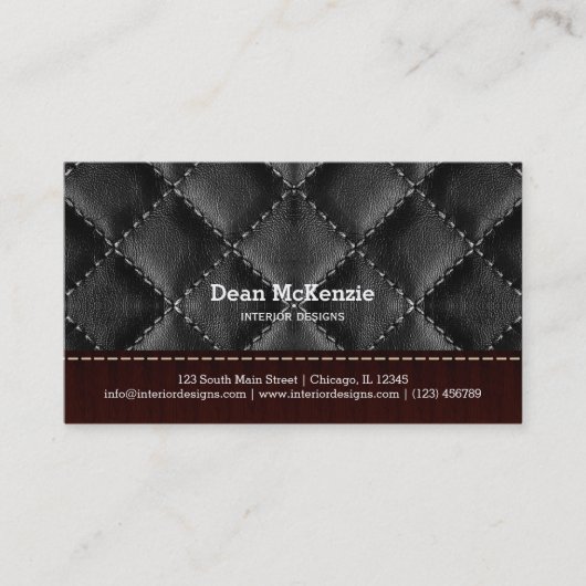 Interieur aus schwarzem Leder Visitenkarte (Vorderseite)