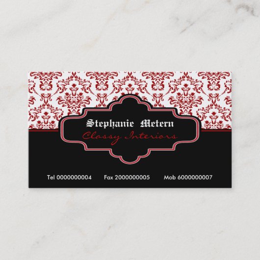 Interieur der Visitenkarten mit schwarzem weißem D Visitenkarte (Vorderseite)