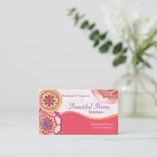 Interieur des Asian Lotus Patches Visitenkarte (Stehend Vorderseite)