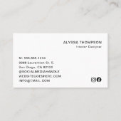 Interieur Design Custom Foto Modernes Design Visitenkarte (Rückseite)