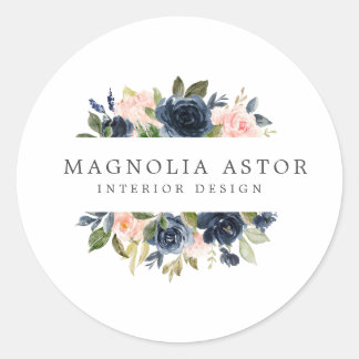 Interieur Design Floral Wasserfarbe Rosa Marine Gi Runder Aufkleber