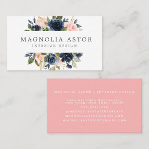 Interieur Design Floral Wasserfarbe Rosa Marine Gi Visitenkarte