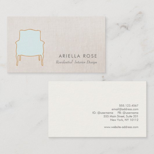 Interieur Design Französische Sitzgelegenheit Visi Visitenkarte (Vorne/Hinten)