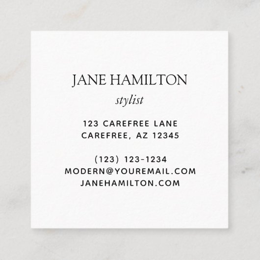 Interieur Design Modern Monogram Quadratische Visitenkarte (Rückseite)