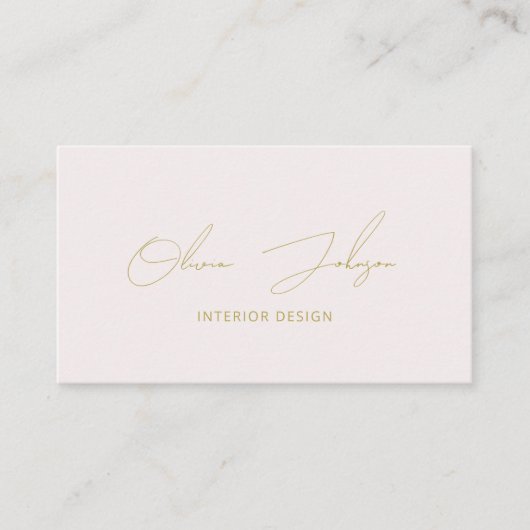 Interieur Design Rosa Gold Visitenkarte (Vorderseite)