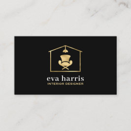 Interieur Designer Elegant Black & Gold Visitenkarte