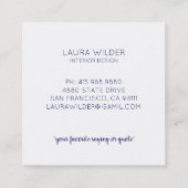 Interieur Designer Mit Monogramm florale Muster Cr Quadratische Visitenkarte (Rückseite)