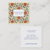 Interieur Designer Mit Monogramm florale Muster Cr Quadratische Visitenkarte (Vorne/Hinten)