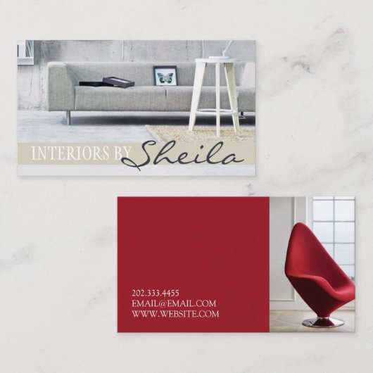 Interieur Designer Möbelgeschäft Visitenkarte (Vorne/Hinten)