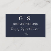 Interieur Designer Monogram Elegant Navy Blue Crea Visitenkarte (Vorderseite)