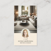 Interieur Designer Monogram Foto QR Creme Visitenkarte (Vorderseite)