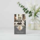 Interieur Designer Monogram Foto QR Grau Visitenkarte (Stehend Vorderseite)