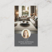 Interieur Designer Monogram Foto QR Grau Visitenkarte (Vorderseite)
