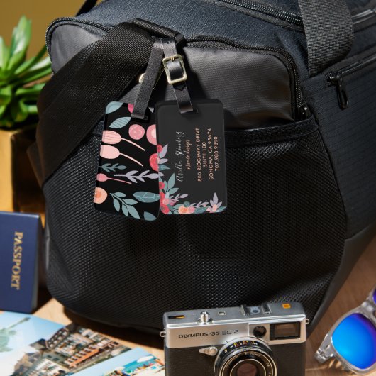 Interieur Designer Painted Blooms Gepäckmarke Gepäckanhänger (Vorderseite & Rückseite)