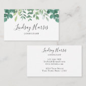 Interieur Designer Watercolor Eucalyptus Business  Visitenkarte (Vorne/Hinten)