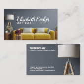 Interieur dunkelblau mit gelbem Sofa Visitenkarte (Vorne/Hinten)