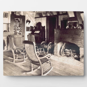 Interieur einer amerikanischen Holzhütte, c.1880s  Fotoplatte